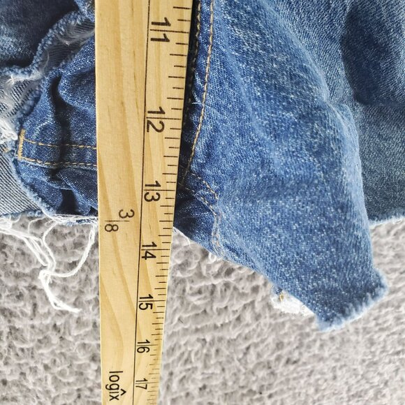 No Boundaries Overalls Womens XL Blue Frayed Hem Adjustable Straps Shortalls - Picture 4 of 7